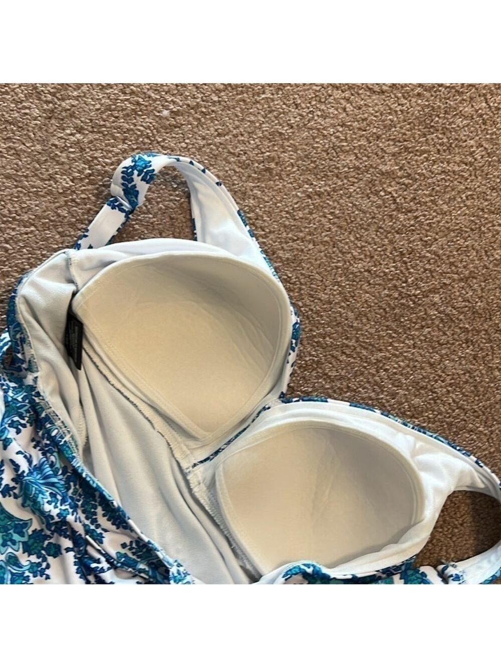 Catalina one piece swimsuit. Blue floral, preowned, Size 1X, 16W. - Picture 7 of 13
